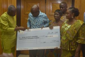 Atiwa District receiving their prize in the Sanitation Challenge for Ghana