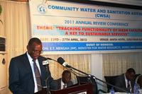 Mr Clement Bugase,Chief Executive Officer of CWSA delivering a statement at the Annual Review meeting