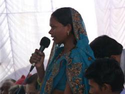 Anita Narre addressing villagers