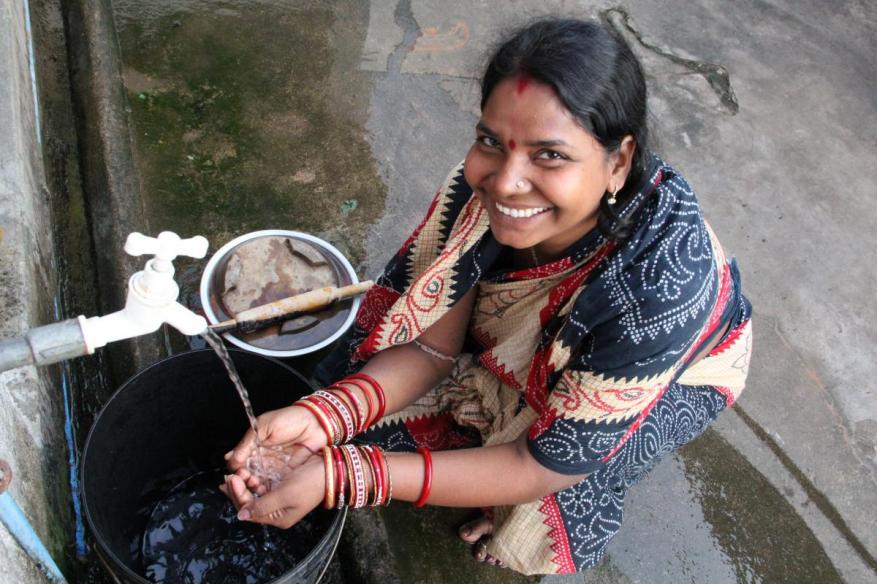 Woman washing her hands 