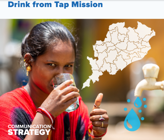 Women drinks glass of water - Odisha Drink from Tap Mission Communication Strategy cover