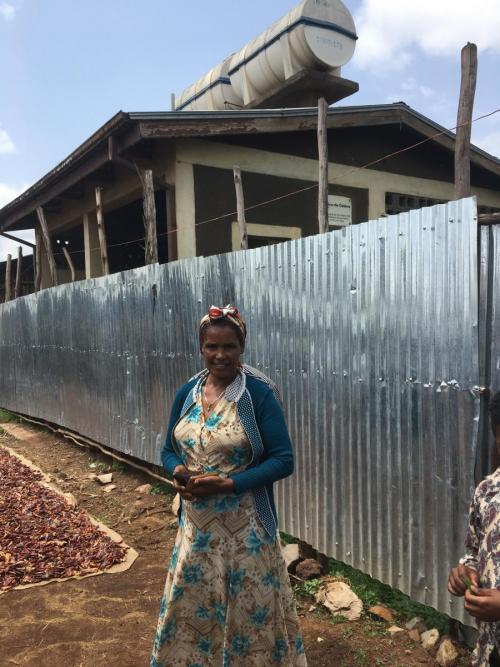 Yirgalem Zewude proudly manages the public latrine and shower (shown) in addition to her neighbourhood’s communal latrine. Managing a public latrine requires more time, money, and planning than a communal latrine.