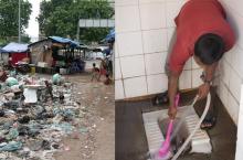 Two sides of sanitation: rubbish and cleanliness. Cambodia/India