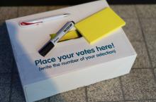 Vote box with text: Place your votes here
