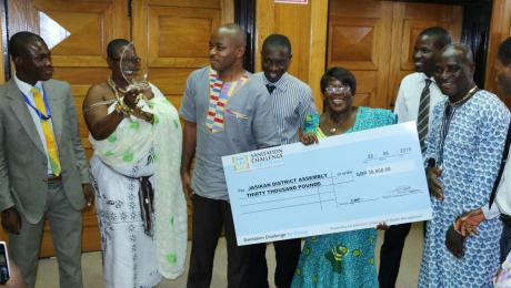 Jasikan District wins Duapa Award plaque and monetary prize (Queen mother, then DCE & officials from the district)