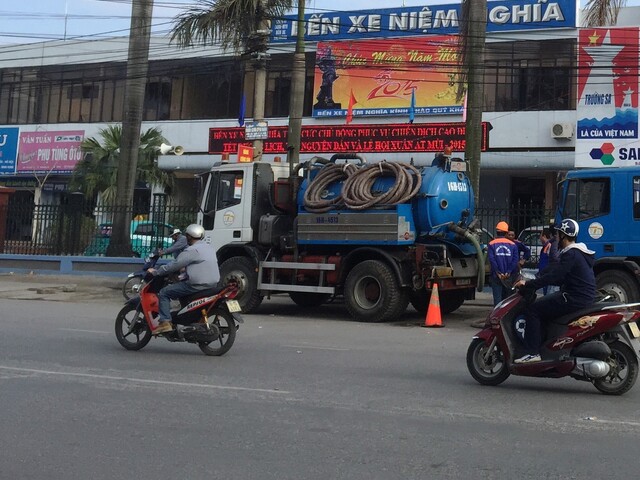 Faecal sludget tanker in Hai Phong City, Vietnam