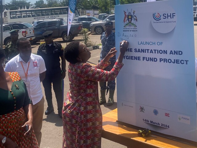 Health Minister Dr Jane Ruth Acieng launches sanitation week and SHF project at Kampala, 14 March 20