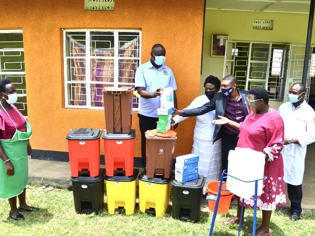 PPE distribution featuring LC5 Chair, Hon. Richard Rwabuhinga
