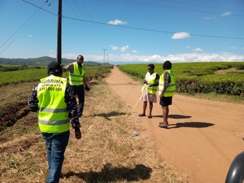 District Water officers, Environment officer  working with Contractor to Extend water in Kijura