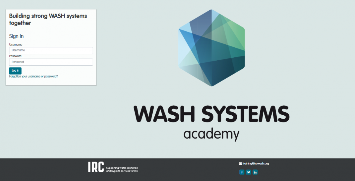 Screenshot of the WASH Systems Academy online course